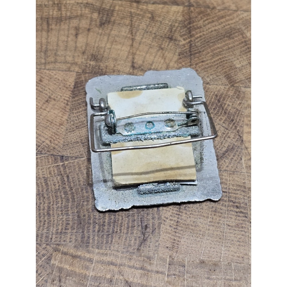 Vintage Grandma Silver Scroll Real Mini Picture Frame Brooch Hearts Flowers 1.7" - Picture 3 of 4